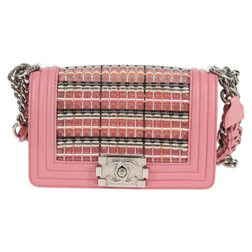 CHANEL Chain Matelasse Boy Chanel 20 Bag Lamb Skin Pink CC Auth BA1257AM - 0