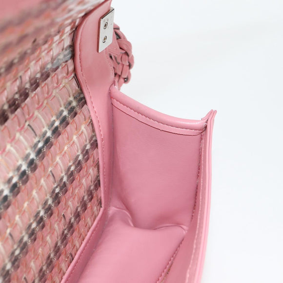 CHANEL Chain Matelasse Boy Chanel 20 Bag Lamb Skin Pink CC Auth BA1257AM