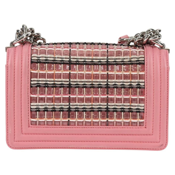 CHANEL Chain Matelasse Boy Chanel 20 Bag Lamb Skin Pink CC Auth BA1257AM