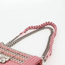 CHANEL Chain Matelasse Boy Chanel 20 Bag Lamb Skin Pink CC Auth BA1257AM-8
