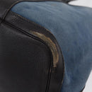 HERMES Garden Party PM Hand Bag Canvas Blue Silver Auth BA12580-9