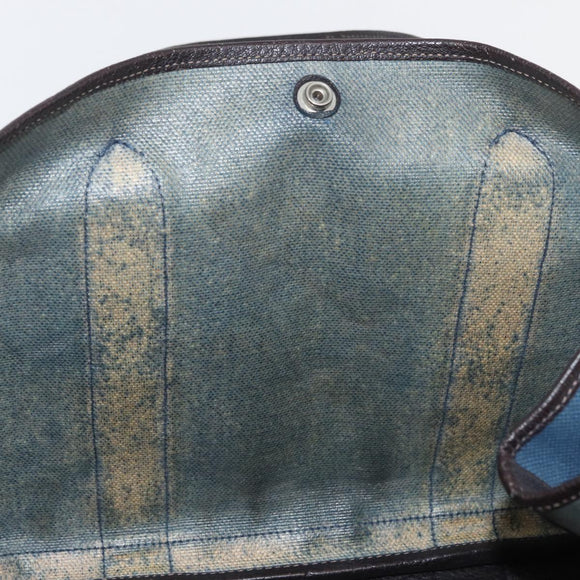 HERMES Garden Party PM Hand Bag Canvas Blue Silver Auth BA12580