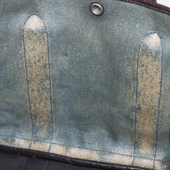 HERMES Garden Party PM Hand Bag Canvas Blue Silver Auth BA12580