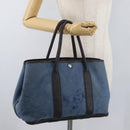 HERMES Garden Party PM Hand Bag Canvas Blue Silver Auth BA12580-21