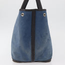HERMES Garden Party PM Hand Bag Canvas Blue Silver Auth BA12580-5