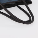 HERMES Garden Party PM Hand Bag Canvas Blue Silver Auth BA12580-8