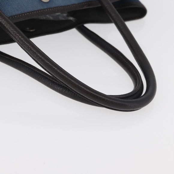 HERMES Garden Party PM Hand Bag Canvas Blue Silver Auth BA12580
