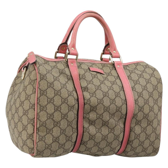 GUCCI GG Supreme Boston Bag PVC Beige Gold 193603 Auth BA12581