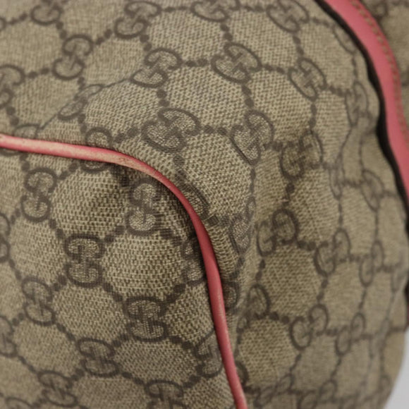 GUCCI GG Supreme Boston Bag PVC Beige Gold 193603 Auth BA12581