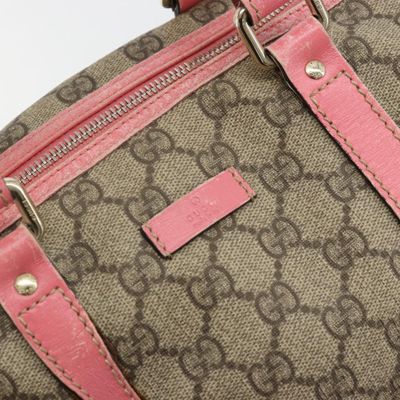 GUCCI GG Supreme Boston Bag PVC Beige Gold 193603 Auth BA12581