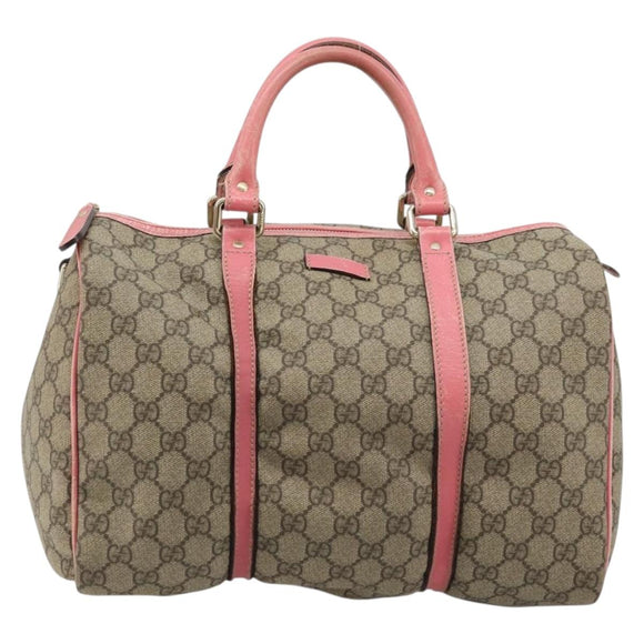 GUCCI GG Supreme Boston Bag PVC Beige Gold 193603 Auth BA12581