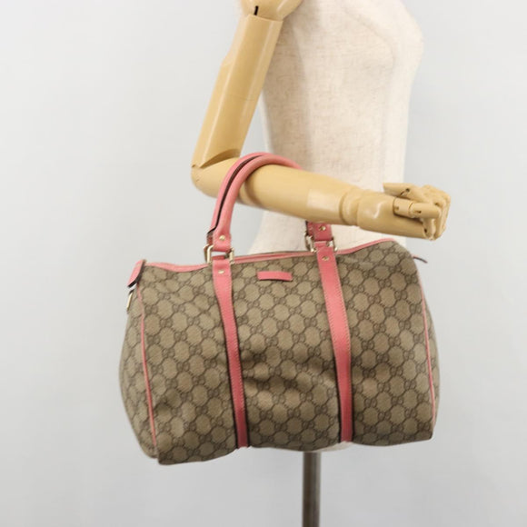 GUCCI GG Supreme Boston Bag PVC Beige Gold 193603 Auth BA12581