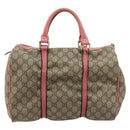 GUCCI GG Supreme Boston Bag PVC Beige Gold 193603 Auth BA12581-3