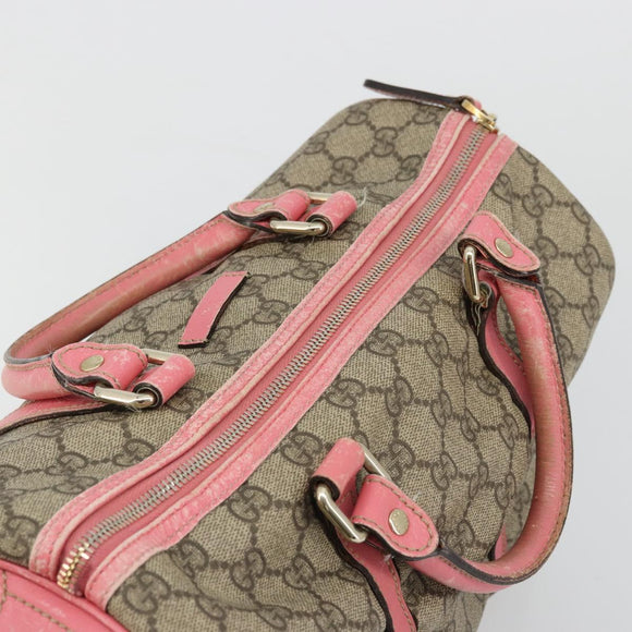 GUCCI GG Supreme Boston Bag PVC Beige Gold 193603 Auth BA12581
