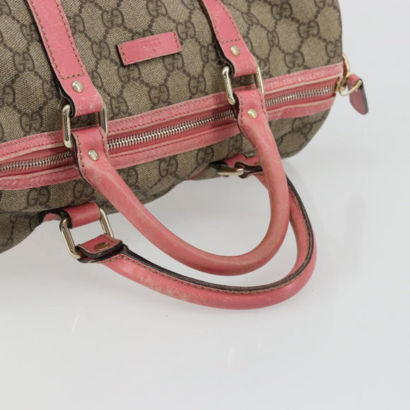 GUCCI GG Supreme Boston Bag PVC Beige Gold 193603 Auth BA12581