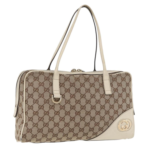 GUCCI GG Canvas Tote Bag Beige Gold 169971 Auth BA12582