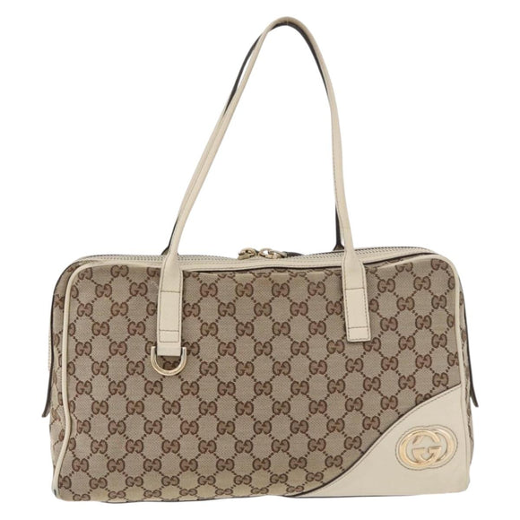 GUCCI GG Canvas Tote Bag Beige Gold 169971 Auth BA12582