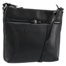 Salvatore Ferragamo Vara Ribbon Shoulder Bag Leather Silver Black Auth BA12583-1