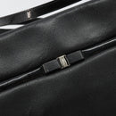 Salvatore Ferragamo Vara Ribbon Shoulder Bag Leather Silver Black Auth BA12583-14