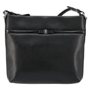 Salvatore Ferragamo Vara Ribbon Shoulder Bag Leather Silver Black Auth BA12583-2