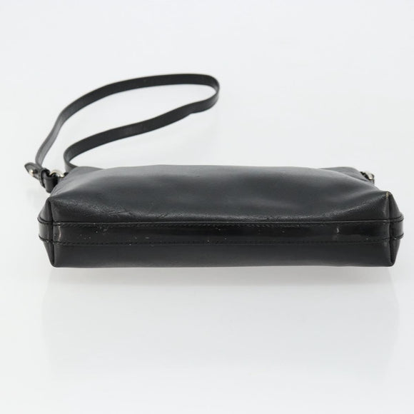 Salvatore Ferragamo Vara Ribbon Shoulder Bag Leather Silver Black Auth BA12583