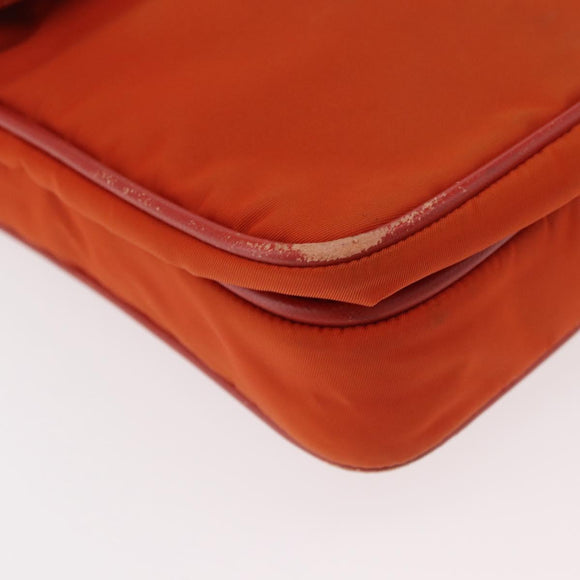 PRADA Shoulder Bag Nylon Orange Silver Auth BA12584A