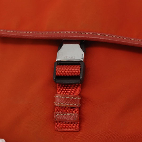 PRADA Shoulder Bag Nylon Orange Silver Auth BA12584A