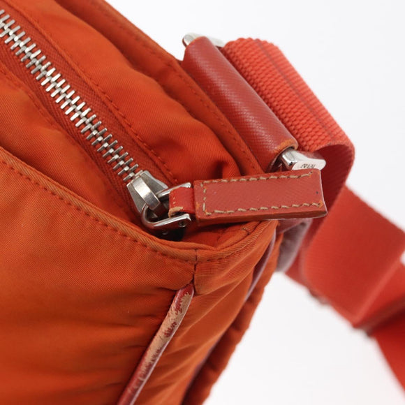 PRADA Shoulder Bag Nylon Orange Silver Auth BA12584A