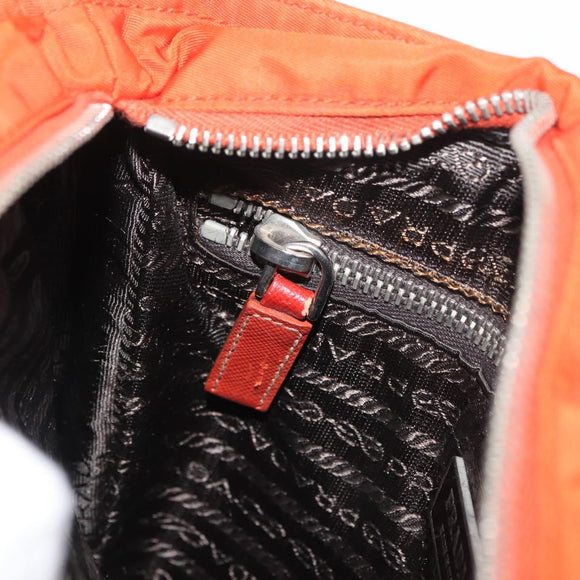 PRADA Shoulder Bag Nylon Orange Silver Auth BA12584A