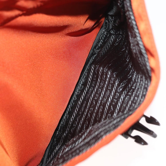 PRADA Shoulder Bag Nylon Orange Silver Auth BA12584A