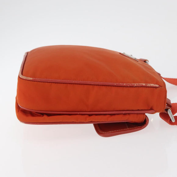 PRADA Shoulder Bag Nylon Orange Silver Auth BA12584A