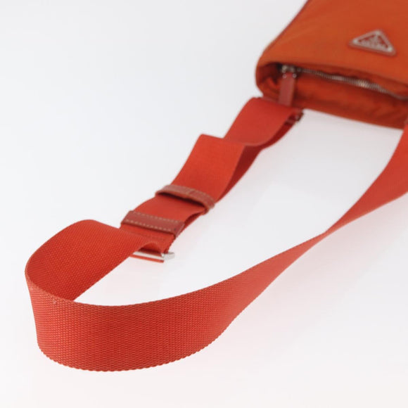 PRADA Shoulder Bag Nylon Orange Silver Auth BA12584A