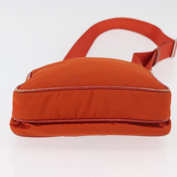 PRADA Shoulder Bag Nylon Orange Silver Auth BA12584A