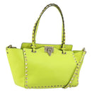 VALENTINO Tote Bag Leather 2way Yellow Gold Auth BA12585A-1