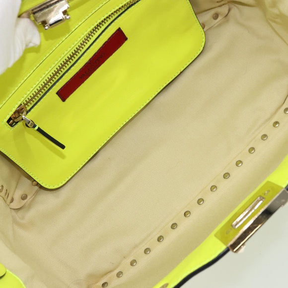 VALENTINO Tote Bag Leather 2way Yellow Gold Auth BA12585A