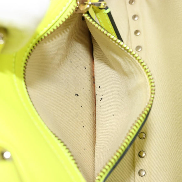 VALENTINO Tote Bag Leather 2way Yellow Gold Auth BA12585A