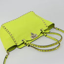 VALENTINO Tote Bag Leather 2way Yellow Gold Auth BA12585A-14