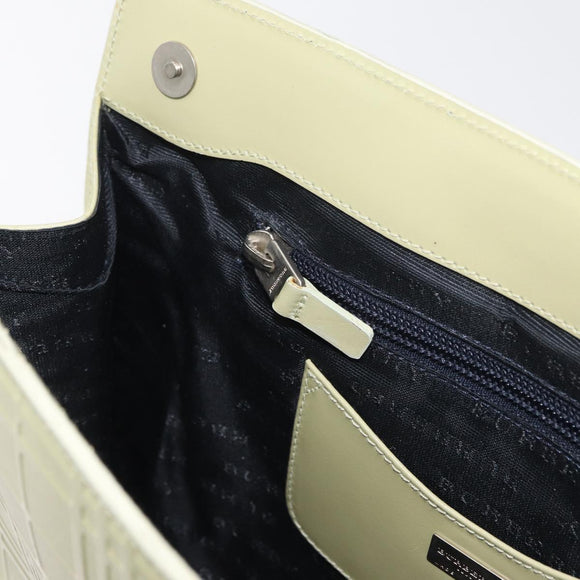 BURBERRY Shoulder Bag Leather Green Silver Auth BA12588A