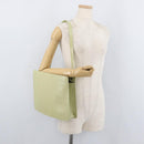 BURBERRY Shoulder Bag Leather Green Silver Auth BA12588A-21