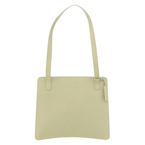 BURBERRY Shoulder Bag Leather Green Silver Auth BA12588A