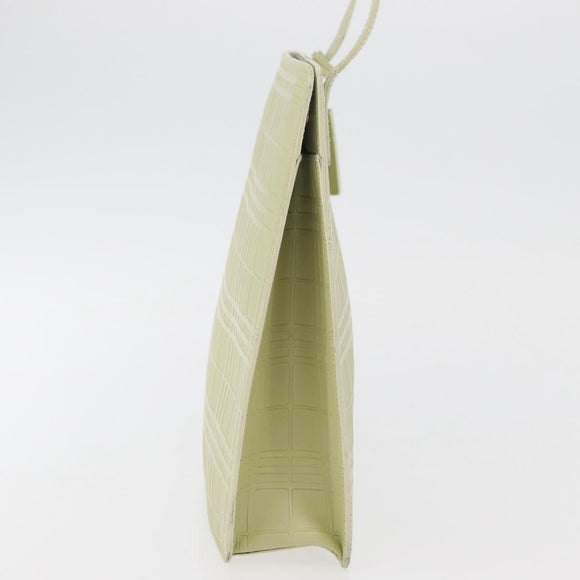 BURBERRY Shoulder Bag Leather Green Silver Auth BA12588A