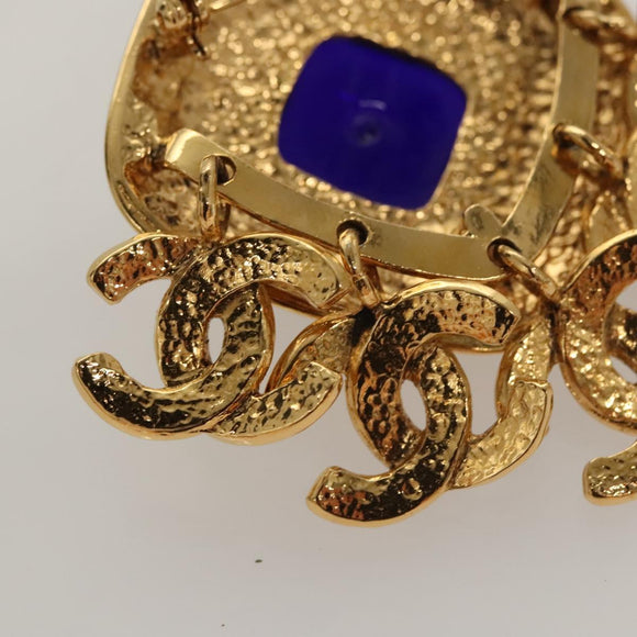 CHANEL Brooch metal Gold CC Auth BA1258AM