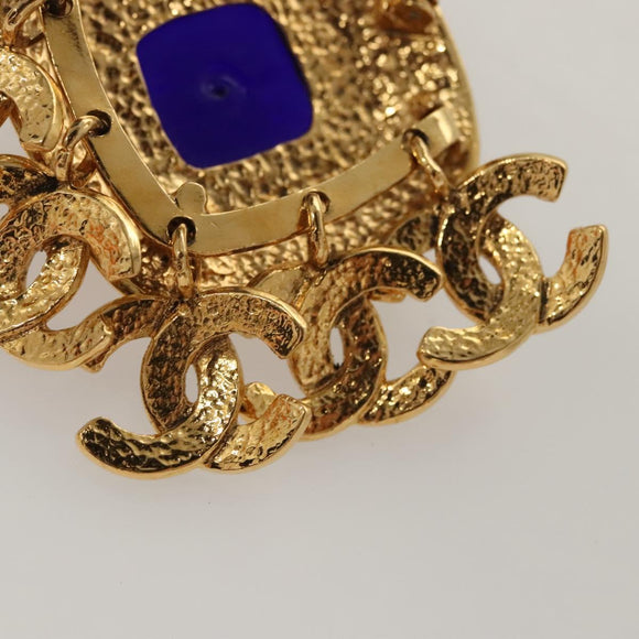 CHANEL Brooch metal Gold CC Auth BA1258AM