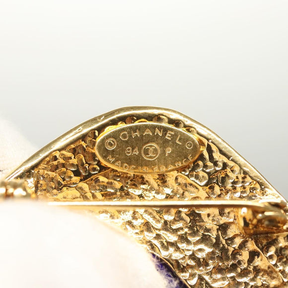 CHANEL Brooch metal Gold CC Auth BA1258AM