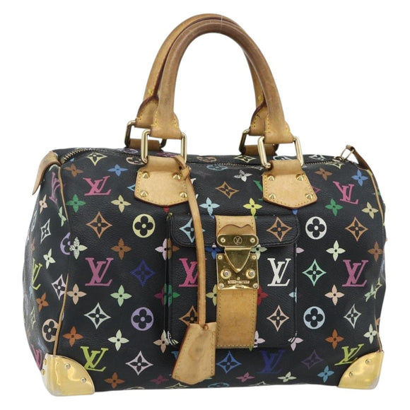 LOUIS VUITTON Monogram Multicolor Speedy 30 Hand Bag Black M92642 Auth BA12597