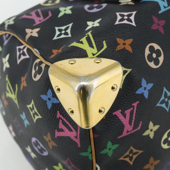 LOUIS VUITTON Monogram Multicolor Speedy 30 Hand Bag Black M92642 Auth BA12597