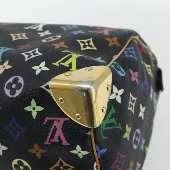 LOUIS VUITTON Monogram Multicolor Speedy 30 Hand Bag Black M92642 Auth BA12597