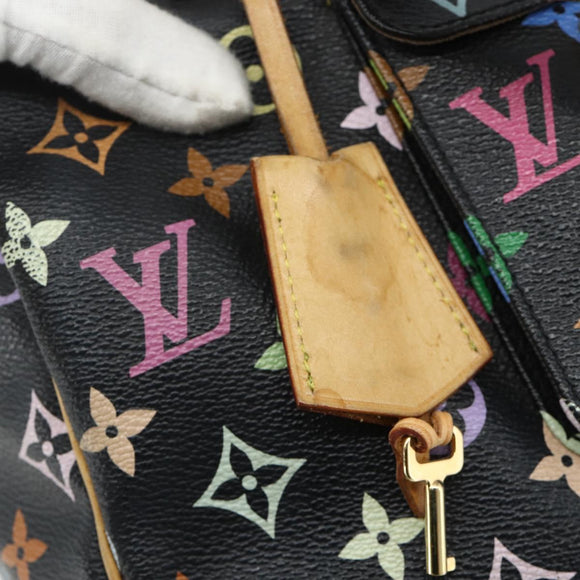 LOUIS VUITTON Monogram Multicolor Speedy 30 Hand Bag Black M92642 Auth BA12597