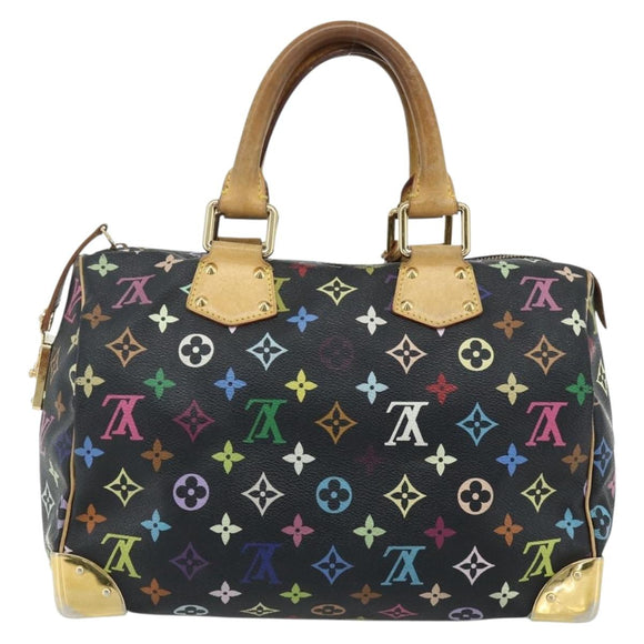 LOUIS VUITTON Monogram Multicolor Speedy 30 Hand Bag Black M92642 Auth BA12597