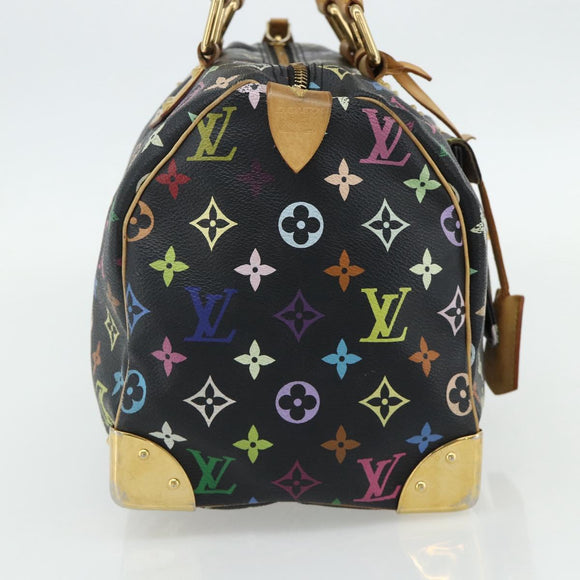 LOUIS VUITTON Monogram Multicolor Speedy 30 Hand Bag Black M92642 Auth BA12597